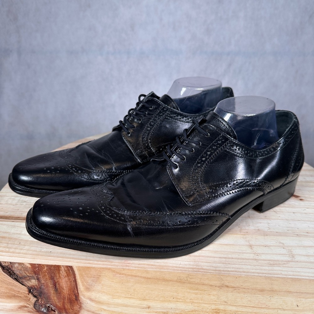 Giorgio Brutini Wingtip Oxford Mens Size 11.5 Black Good Leather Dress Shoes